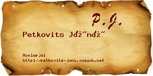 Petkovits Júnó névjegykártya